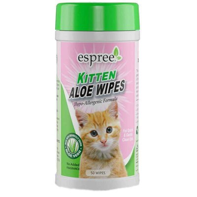 Espree Kitten Aloe Wipes - Вологі серветки з Алое Вера для очищення чутливої шкіри та шерсті котів e01420 фото