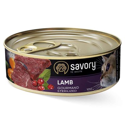 Savory Cat Gourmand Sterilized Lamb - Влажный корм c ягненком для стерилизованных котов всех пород 30716 фото