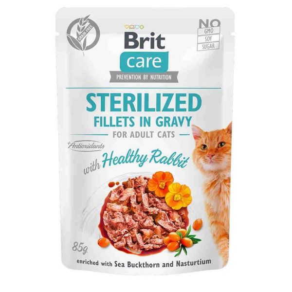 Brit Care Fillets in GravySterilized Healthy Rabbit - Вологий корм "Філе в соусі" з кроликом для стерилізованих котів 100526/0488 фото