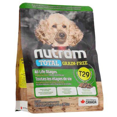 Nutram T29 Total Grain-Free Lamb and Lentils Recipe Dog - Сухий беззерновий корм з ягням і овочами для собак дрібних порід на всіх етапах життя T29_(340g) фото