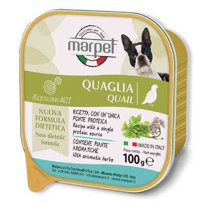 Marpet AequilibriaVET All Breeds Quail - Консервированный корм с мясом перепелки для взрослых собак различных пород CH21/100 фото