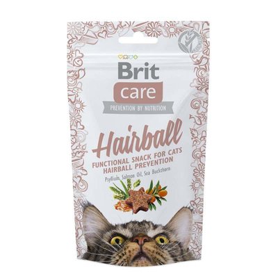 Brit Care Cat Functional Snack Hairball – Функціональні ласощі для виведення шерсті зі шлунка з качкою для дорослих котів 111265/1395 фото
