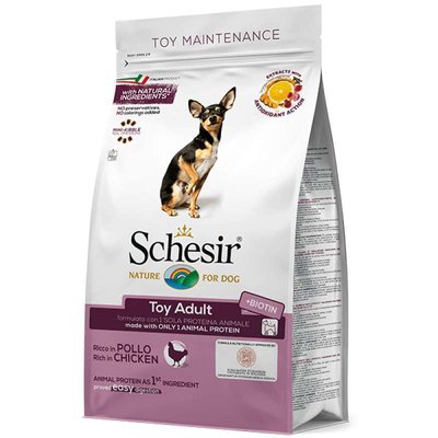 Schesir Dog Toy Adult - Сухий монопротеїновий корм з куркою для дорослих собак міні порід ШСВТК0.8 фото