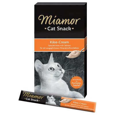 Miamor Cat Snack Malt-Cream - Ласощі кремові для виведення грудок шерсті у кішок (6 стіків*15г) (блідо-рожевий) Mi_Cheese-Cream фото
