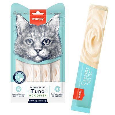 Wanpy Creamy Treat Tuna & Codfish - Кремові ласощі з тунцем і тріскою для котів RAC-53 фото