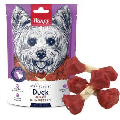 Wanpy Duck Jerky Dumbbells - Ласощі кісточки-гантелі з в'яленою качкою для собак DA-06H фото