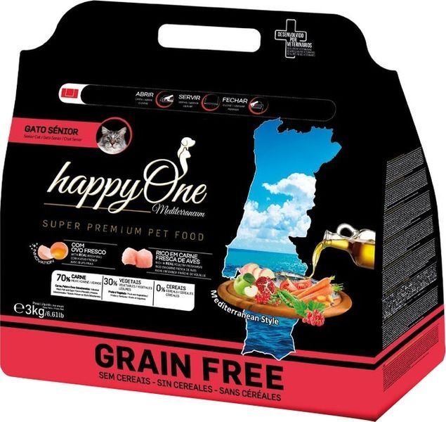 HappyOne Mediterraneum Senior Cat Fresh Meat 3 кг - Сухий корм зі свіжим м'ясом для літніх котів 5600760440648 фото