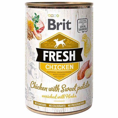 Brit Fresh Chicken & Sweet Potato - Консервы с курицей и бататом для собак 100159/3893 фото