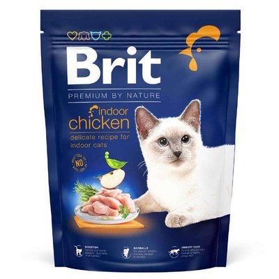 Brit Premium by Nature Cat Indoor Chicken - Сухой корм с курицей для взрослых котов живущих в помещении 171845 фото