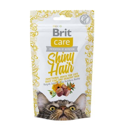 Brit Care Cat Functional Snack Shiny Hair – Функціональні ласощі з лососем для красивої шкіри і шерсті у дорослих котів 111264/1388 фото