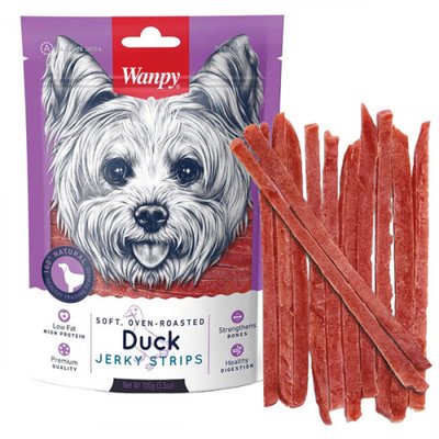 Wanpy Soft Duck Jerky Strips - Лакомство полоски из вяленого утиного филе для собак DA-02S фото