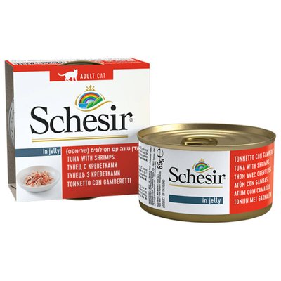 Schesir Tuna & Shrimps - Консервированный корм с тунцом и креветками для взрослых котов 750044 фото