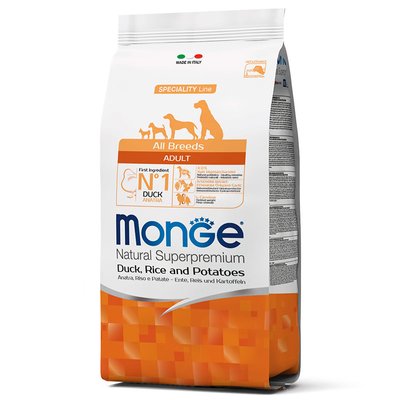 Monge Natural Superpremium All Breeds Adult Duck, Rice & Potatoes - Сухий корм для дорослих собак всіх порід з качкою і рисом 70011129 фото
