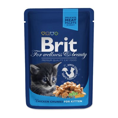 Brit Premium Cat Pouches Chicken Chunks for Kitten - Пауч с курицей для котят 100274 /506026 фото