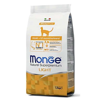 Monge Cat Light Turkey – Сухий низькокалорійний корм з індичкою для котів, схильних до набору зайвої ваги 70005548 фото