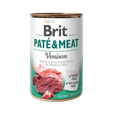 Brit PATE & MEAT Venison - Консервований корм з олениною для собак 100866/100078/0328 фото