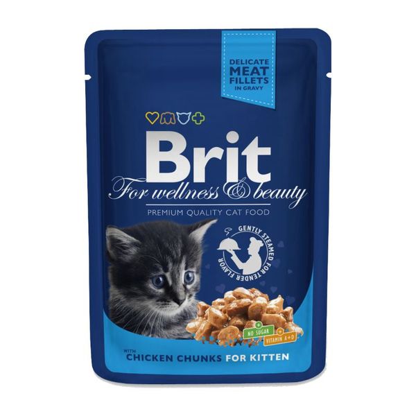 Brit Premium Cat Pouches Chicken Chunks for Kitten - Пауч з куркою для кошенят 100274 /506026 фото