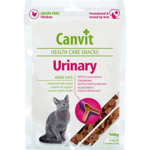 Canvit Urinary Snack - Напіввологі ласощі з куркою для здоров'я сечостатевої системи котів can514090 фото