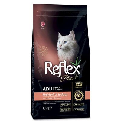 Reflex Plus Adult Cat Hairball & Indoor Salmon – Сухий корм із лососем для котів, які живуть у приміщенні, що сприяє виведенню шерсті зі ШКТ RFX-307 фото