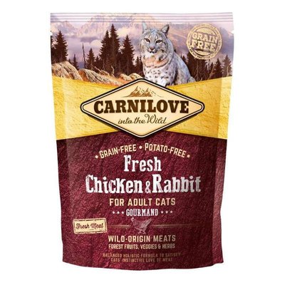 Carnilove Fresh Chicken & Rabbit for Adult Cats Gourmand - Сухой беззерновой корм с кроликом и курицей для взрослых котов 170873/7373 фото