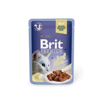 Brit Premium Cat Beef fillets Jelly - Вологий корм зі шматочками з філе яловичини в желе для котів 111241/470 фото