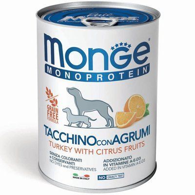 Monge Dog Monoprotein Fruit Turkey with Citrus &ndash; Монопротеиновый паштет с индейкой и цитрусовыми для собак 70014335 фото