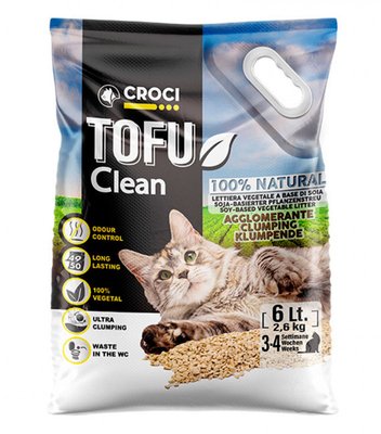 Croci Tofu Clean – Наполнитель Тофу для кошачьего туалета соевый, комкующийся без запаха С4025811 фото
