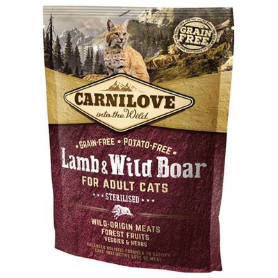 Carnilove Lamb & Wild Boar for Adult Sterilised Cats - Сухой корм с мясом ягненка и дикого кабана для стерилизованных котов 170193/2324 фото