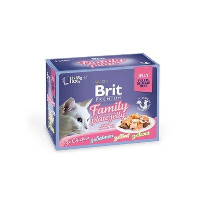 Brit Premium Cat Family Plate Jelly - Набор паучей "Семейная тарелка" в желе для кошек 111245/408 фото