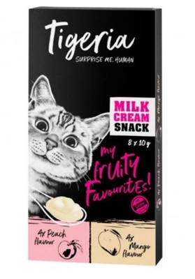 Tigeria Milk Cream Mix - Ласощі зі смаком персика та манго для котів Tig02 фото