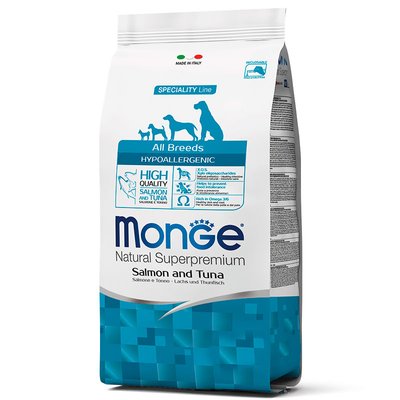 Monge Natural Superpremium All Breeds Adult Hypoallergenic - Сухой корм для взрослых собак-аллергиков всех пород с лососем и тунцом 70011167 фото