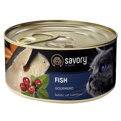Savory Cat Gourmand Fish - Вологий корм з рибою для довгошерстих котів гурманів 30648 фото