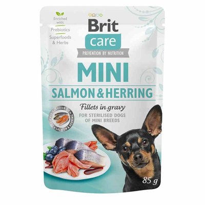 Brit Care Mini Salmon & Herring for sterilised dogs - Вологий корм з лососем і оселедецем для стерилізованих собак дрібних і міні-порід 100914/100219/4449 фото