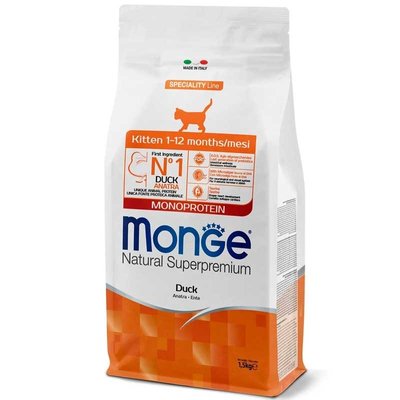 Monge Natural Superpremium Monoprotein Kitten Duck - Сухой монопротеиновый корм с уткой для котят всех пород 70011099 фото