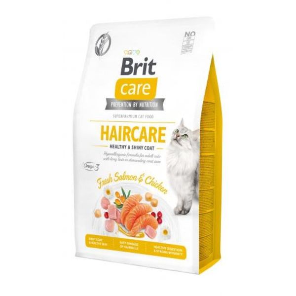 Brit Care Cat Grain-Free Haircare - Сухий беззерновий корм з куркою і лососем для дорослих котів зі складним доглядом за шерстю 171306/0884 фото