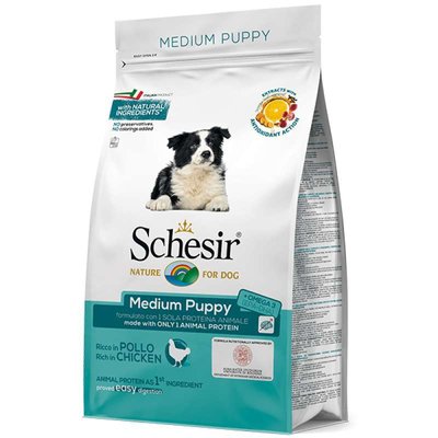 Schesir Dog Medium Puppy - Сухой монопротеиновый корм с курицей для щенков средних пород ШСЩСК3 фото
