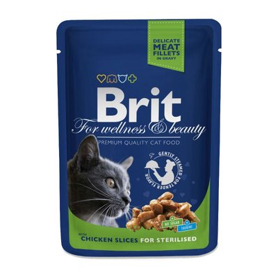 Brit Premium Cat Pouches Chicken Slices for Sterilised - Пауч с курицей для стерилизованных котов 100275 /506033 фото