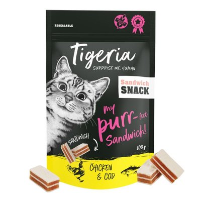 Tigeria Sandwich Snack - Ласощі з куркою та тріскою для котів Tig03 фото