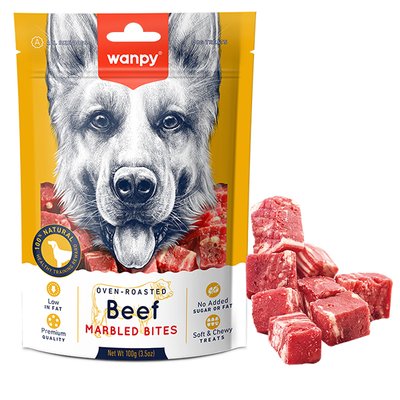 Wanpy Marbled Beef Bites - Ласощі кубики мармурової яловичини для собак MA-15S фото