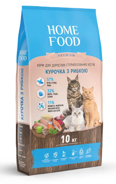 Home Food Повнораціонний корм «Курочка з рибкою» для стерилізованих котів 3148100 фото