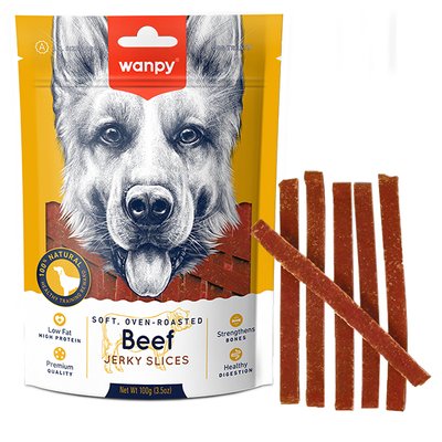 Wanpy Beef Jerky Slices - Лакомство ломтики говядины с уткой для собак MA-04S фото