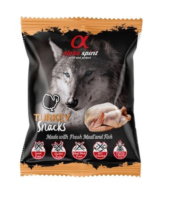 Alpha Spirit DOG Snacks Turkey - Напіввологий смаколик з індичкою для собак as4002350 фото