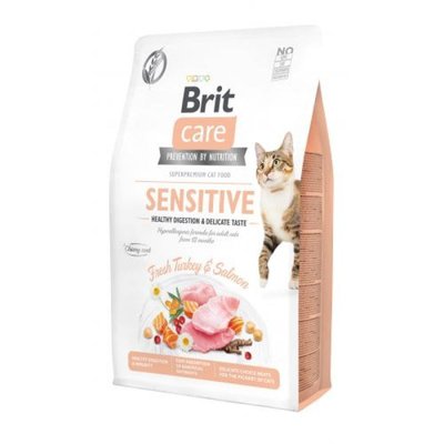 Brit Care Cat Grain-Free Sensitive - Сухой беззерновой корм с индейкой и лососем для взрослых кошек с чувствительным пищеварением 171282/0709 фото