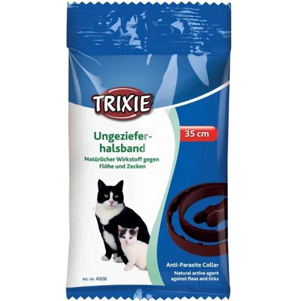 Trixie Flea and Tick Collar - Инсектицидный био-ошейник от блох и клещей для котов 4006 фото