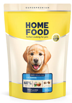 Home Food Puppy Medium/Maxi - Гипоаллергенный сухой корм «Форель с рисом» для щенков собак средних и крупных пород 2028016 фото