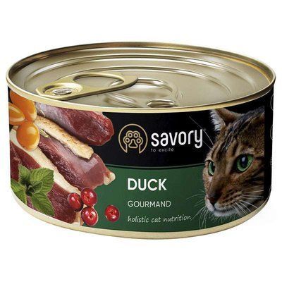 Savory Cat Gourmand Duck - Вологий корм з м'яса качки для дорослих котів гурманів 30617 фото