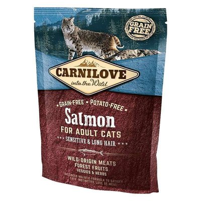 Carnilove Salmon for Adult Cats Sensitive & Long-Hair - Сухий корм з лососем для котів з довгою шерстю 170192/2294 фото