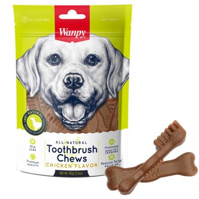 Wanpy Toothbrush Chews Chicken Flavors - Ласощі у форму зубної щітки з м'ясом курки для собак DB-13 фото