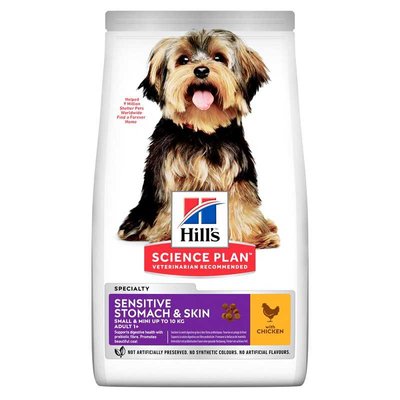 Hill's SP Canine Adult Small & Miniature Sensitive Stomach & Skin - Сухой корм с курицей для взрослых собак мелких и мини пород от 1 года 604247 фото