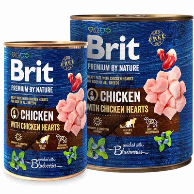 Brit Premium by Nature Chicken with Hearts - Консервованний корм з куркою та курячим серцем для собак 100405/8522 фото